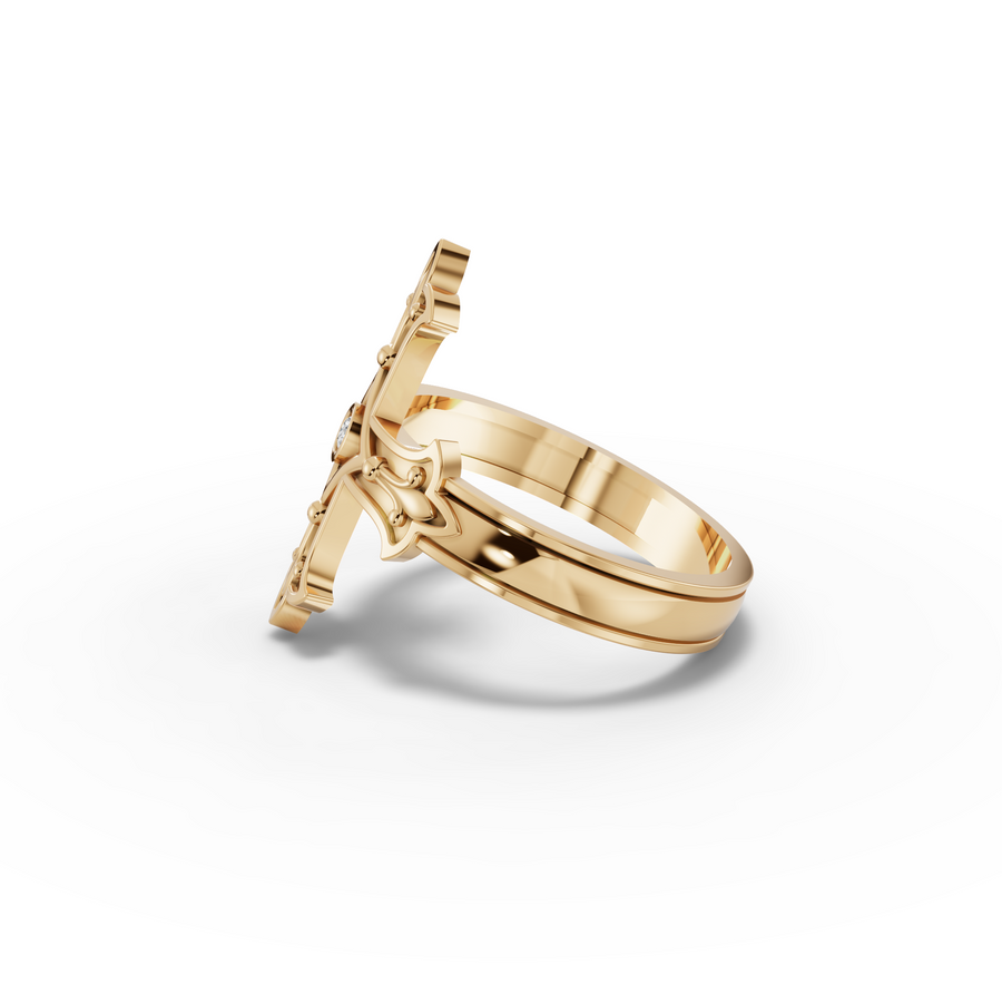 0.03 Ct Fleur Cross Diamond Statement Ring