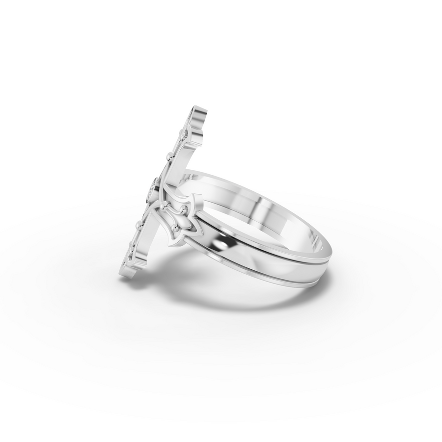 0.03 Ct Fleur Cross Diamond Statement Ring