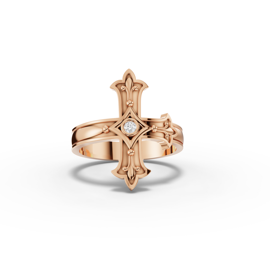 0.03 Ct Fleur Cross Diamond Statement Ring