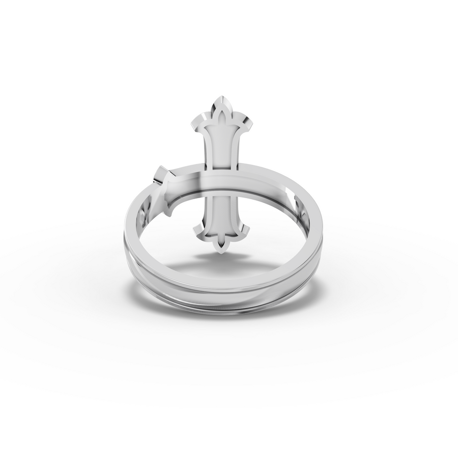 0.03 Ct Fleur Cross Diamond Statement Ring