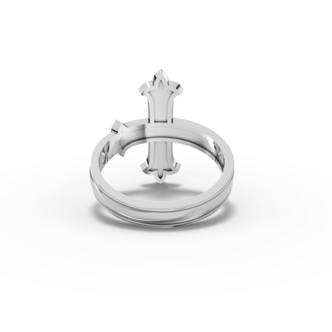 0.03 Ct Fleur Cross Diamond Statement Ring