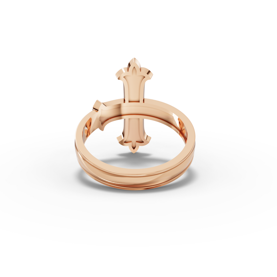 0.03 Ct Fleur Cross Diamond Statement Ring