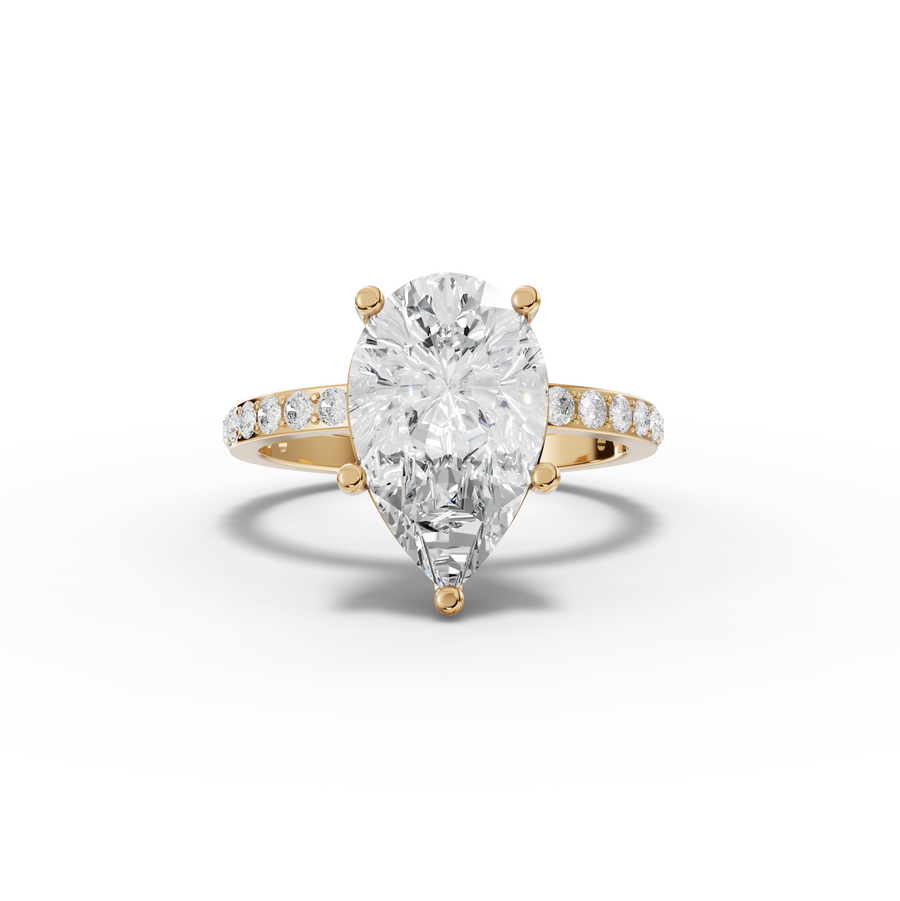 3.37 Ct Pear Solitaire Pavé Engagement Ring