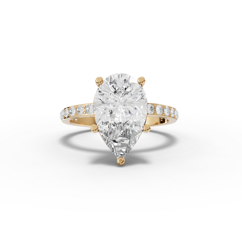 3.37 Ct Pear Solitaire Pavé Engagement Ring