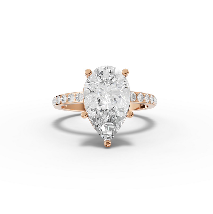 3.37 Ct Pear Solitaire Pavé Engagement Ring