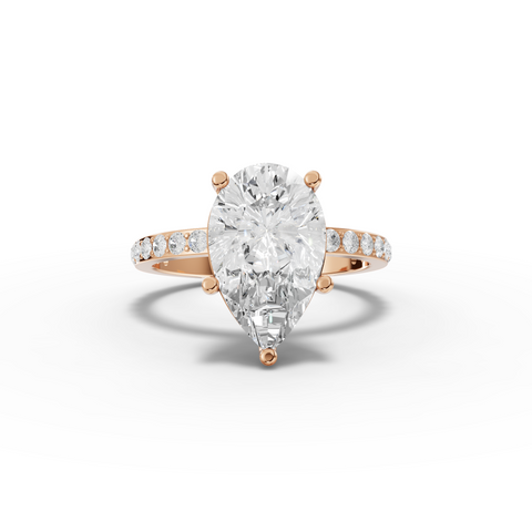 3.37 Ct Pear Solitaire Pavé Engagement Ring