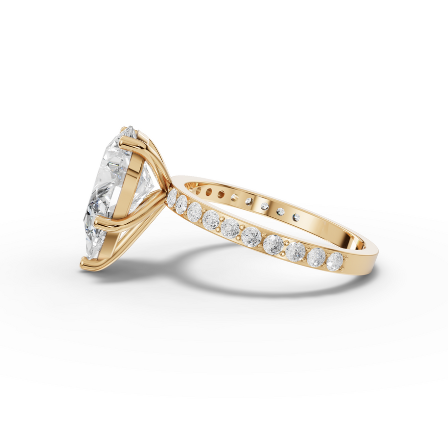 3.37 Ct Pear Solitaire Pavé Engagement Ring