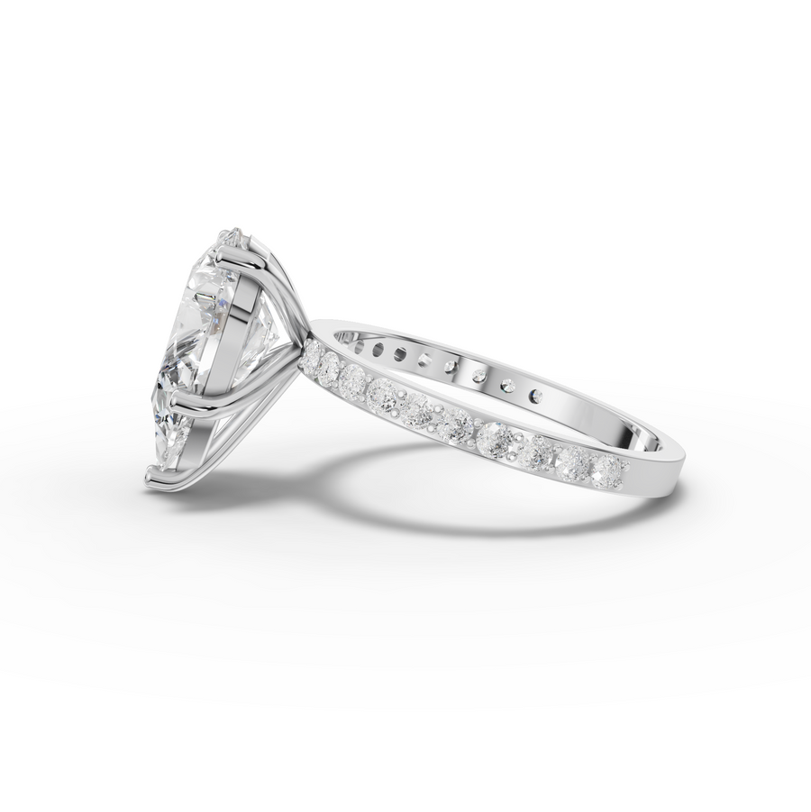 3.37 Ct Pear Solitaire Pavé Engagement Ring