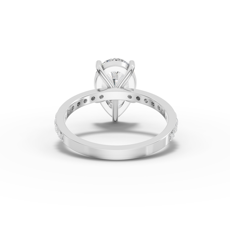 3.37 Ct Pear Solitaire Pavé Engagement Ring