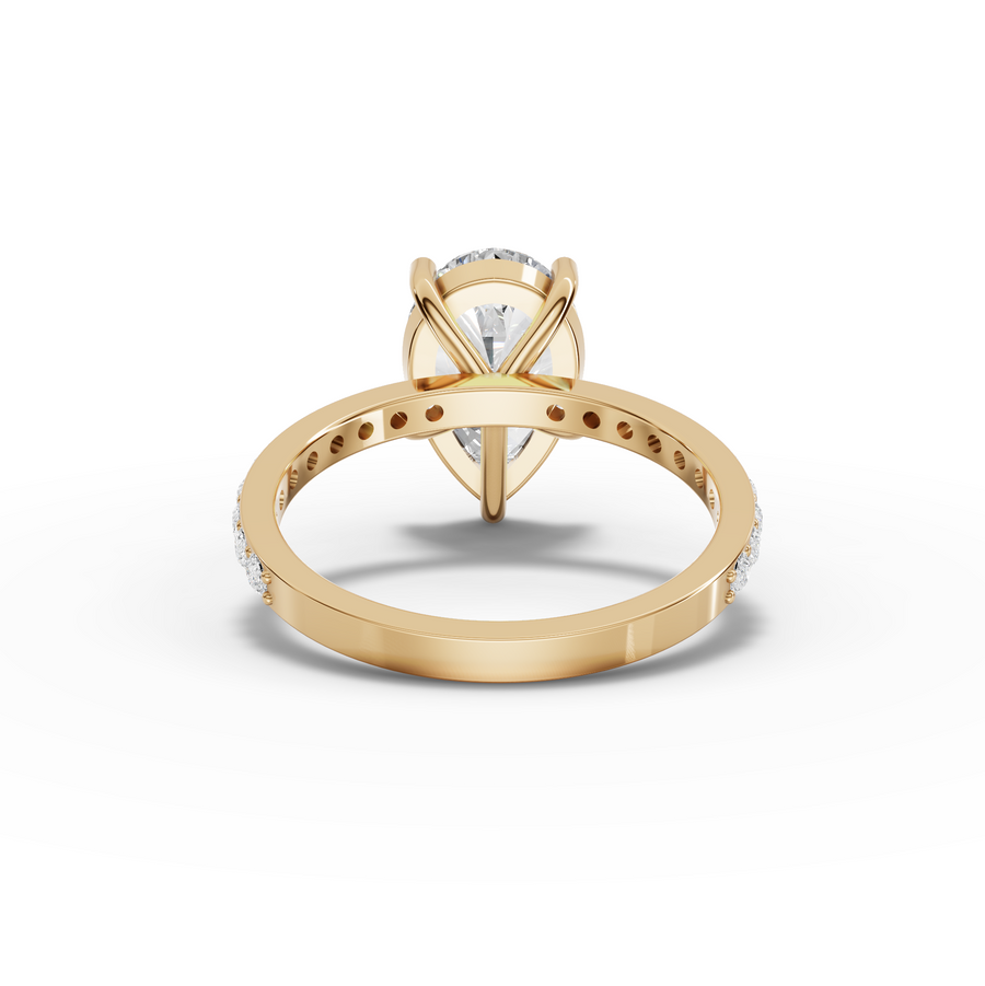 3.37 Ct Pear Solitaire Pavé Engagement Ring