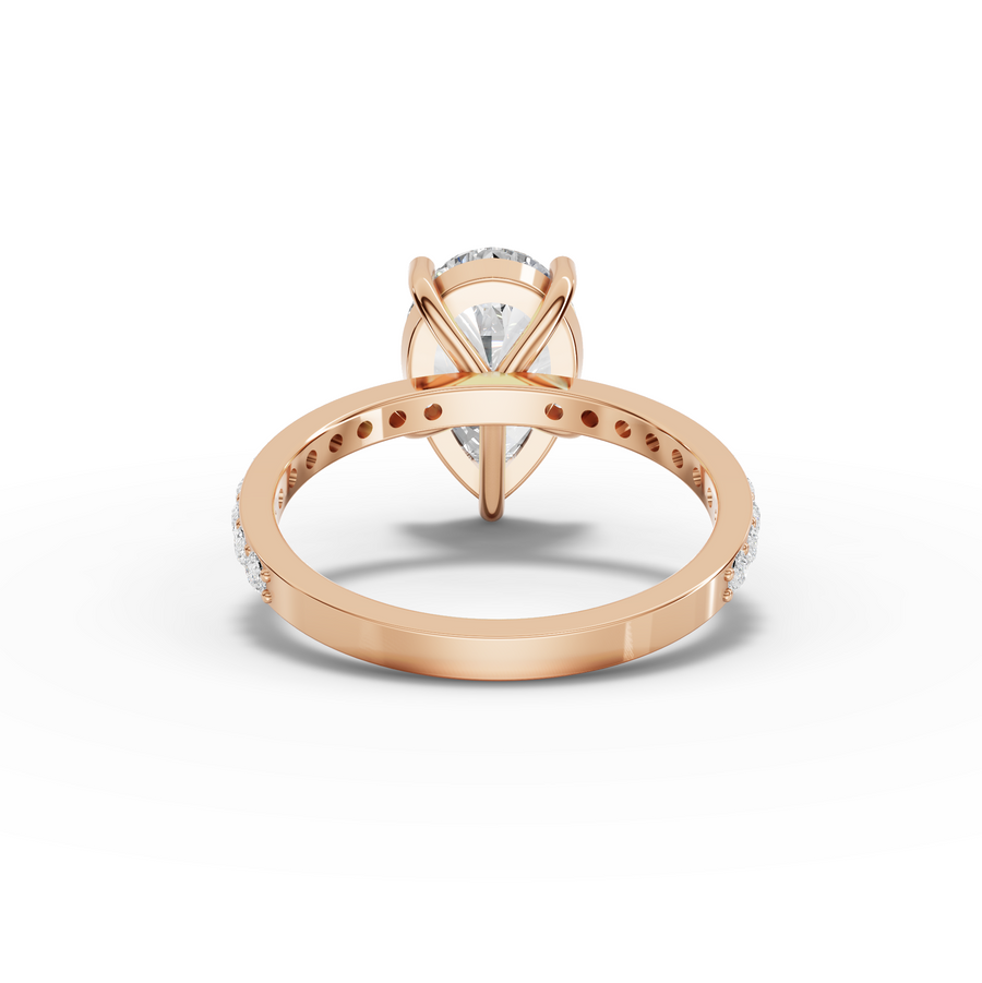 3.37 Ct Pear Solitaire Pavé Engagement Ring