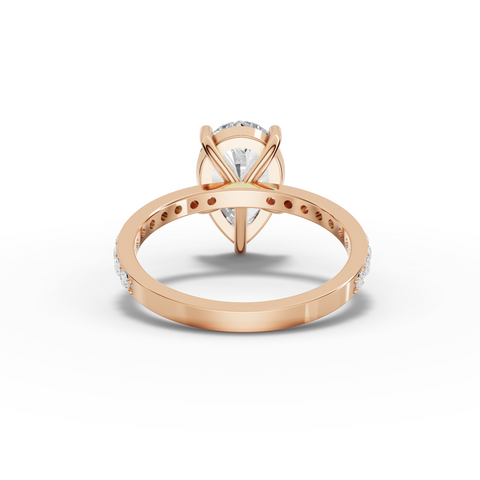 3.37 Ct Pear Solitaire Pavé Engagement Ring
