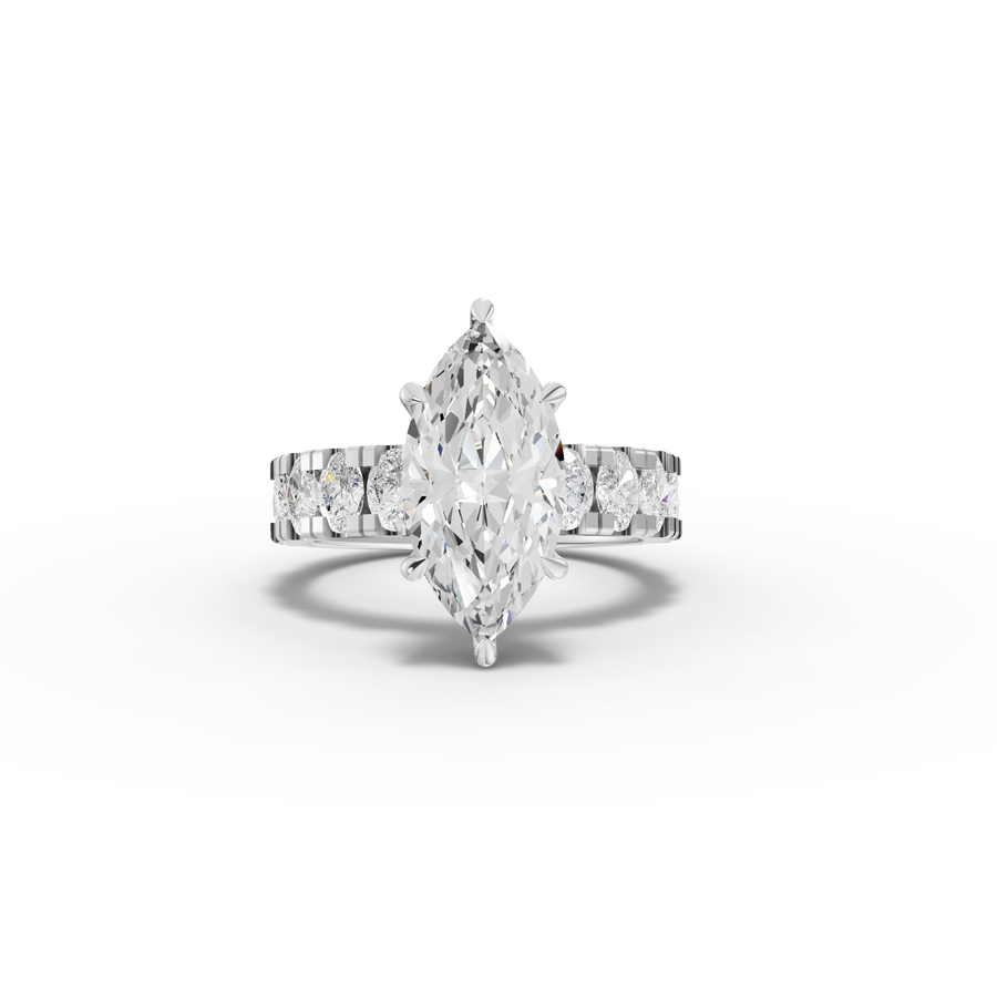 4.27 Ct Marquise Solitaire Wide Shared-Prong Engagement Ring