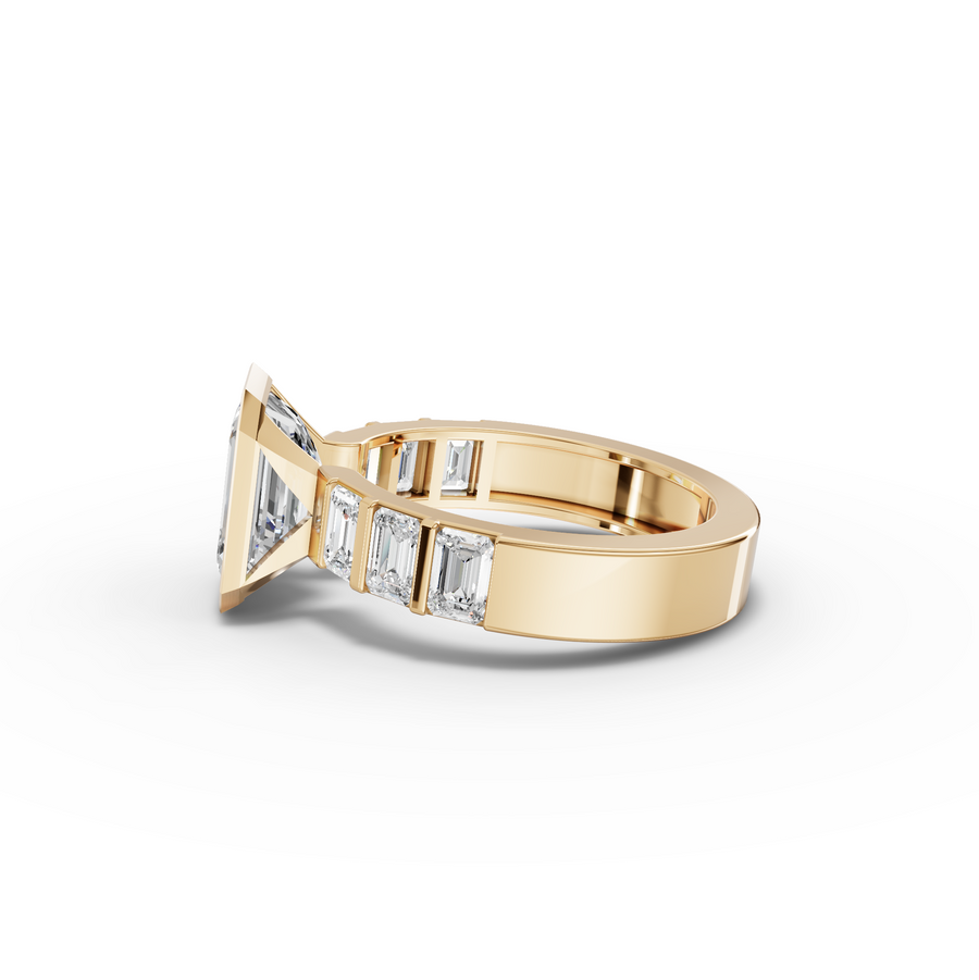 3.29 Ct Emerald Cut Bezel Channel-Set Engagement Ring