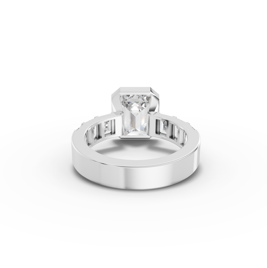 3.29 Ct Emerald Cut Bezel Channel-Set Engagement Ring