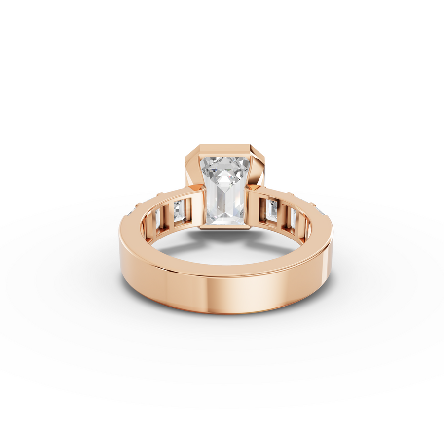 3.29 Ct Emerald Cut Bezel Channel-Set Engagement Ring