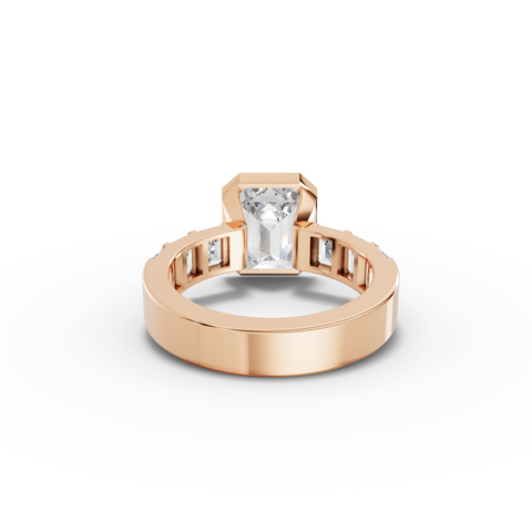 3.29 Ct Emerald Cut Bezel Channel-Set Engagement Ring