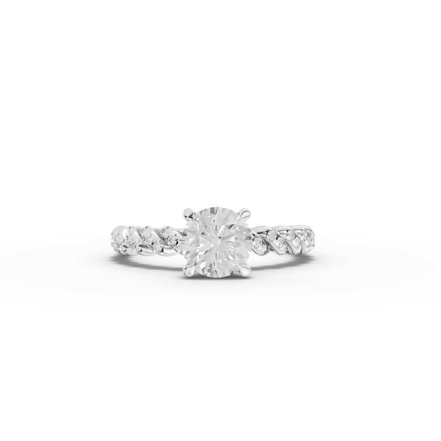 1.26 Ct Round Twisted Rope Pavé Solitaire Engagement Ring