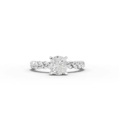 1.26 Ct Round Twisted Rope Pavé Solitaire Engagement Ring