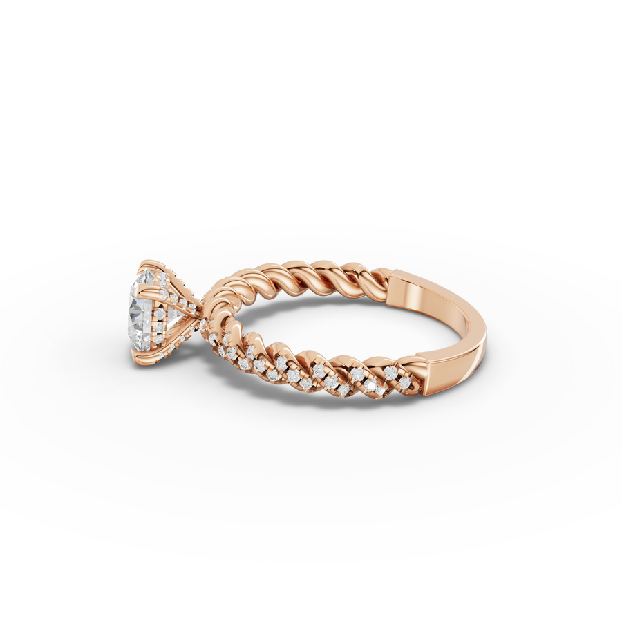 1.26 Ct Round Twisted Rope Pavé Solitaire Engagement Ring