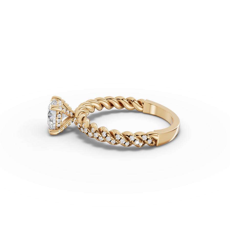 1.26 Ct Round Twisted Rope Pavé Solitaire Engagement Ring
