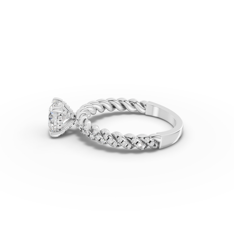 1.26 Ct Round Twisted Rope Pavé Solitaire Engagement Ring