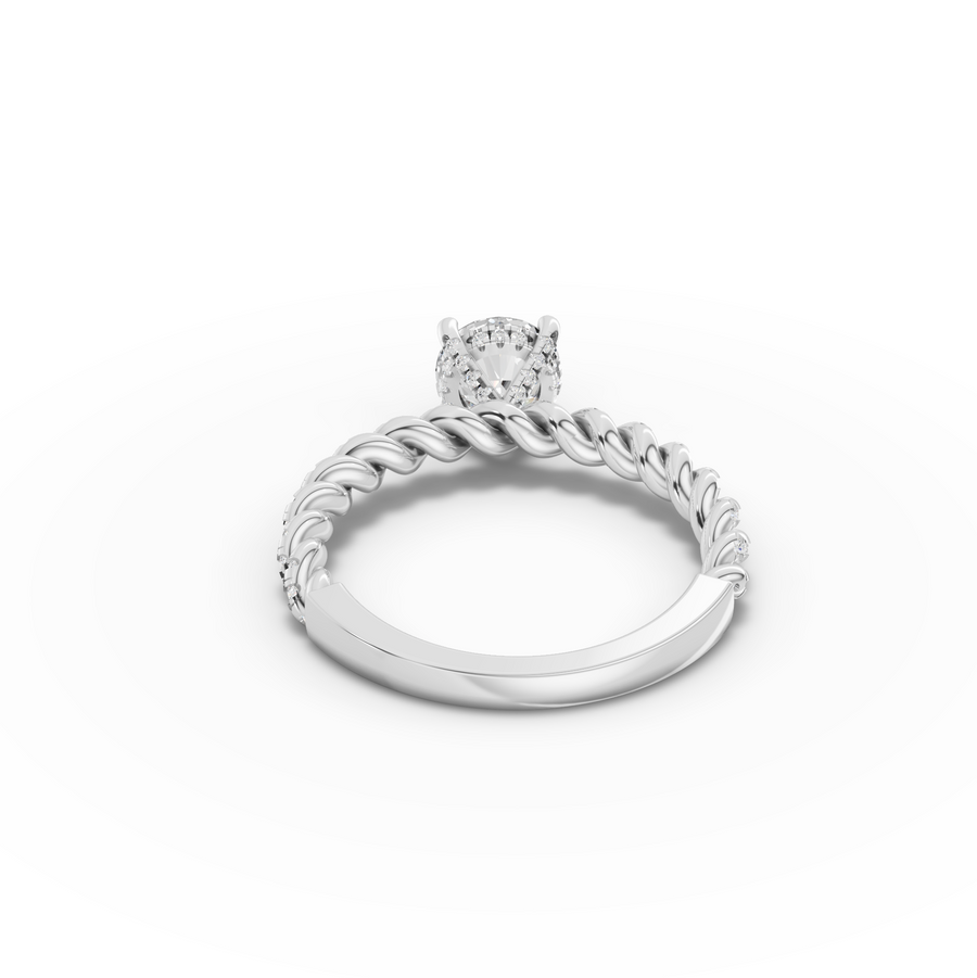 1.26 Ct Round Twisted Rope Pavé Solitaire Engagement Ring