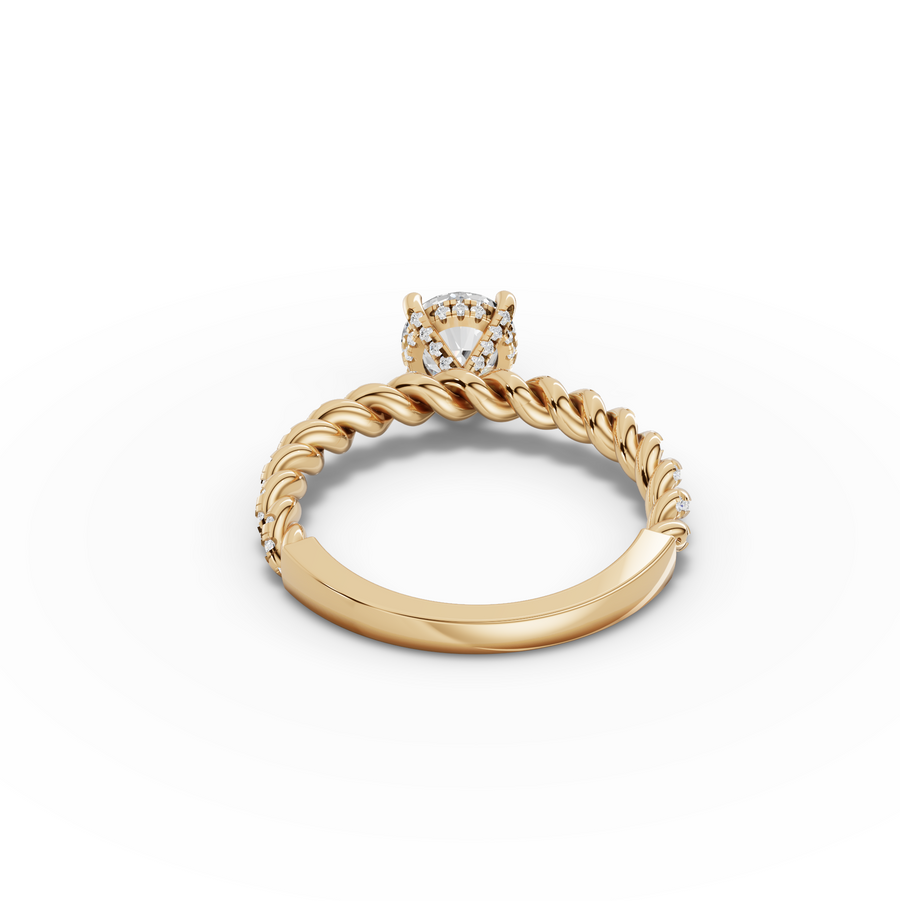 1.26 Ct Round Twisted Rope Pavé Solitaire Engagement Ring