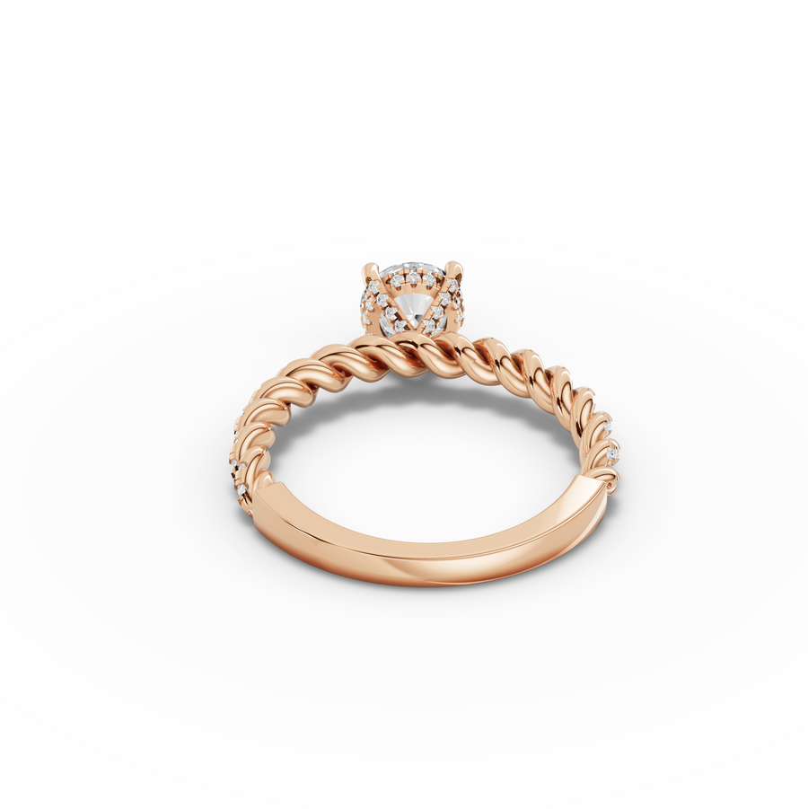 1.26 Ct Round Twisted Rope Pavé Solitaire Engagement Ring