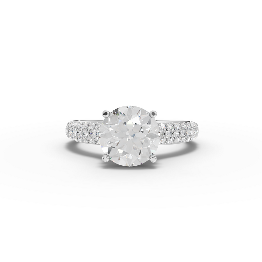 2.48 Ct Round Solitaire Pavé Engagement Ring
