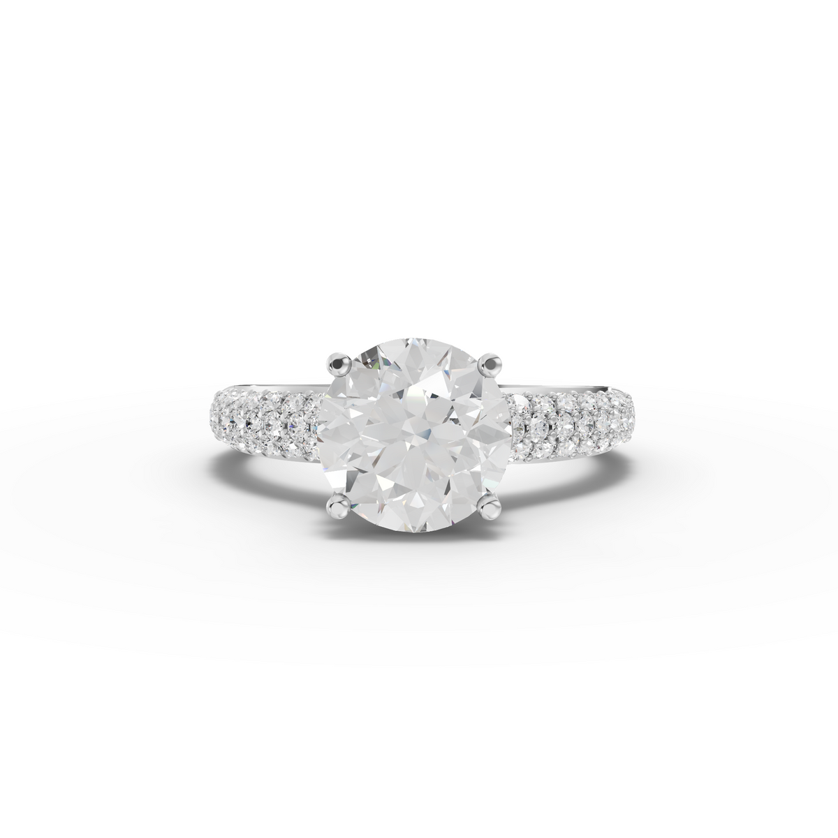 2.48 Ct Round Solitaire Pavé Engagement Ring