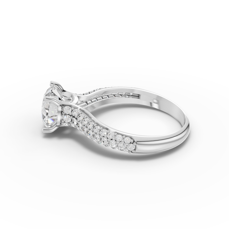 2.48 Ct Round Solitaire Pavé Engagement Ring