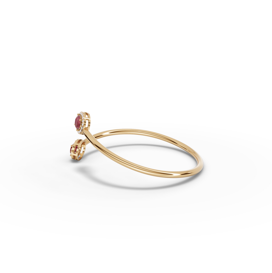 1.73 Ct Ruby Open Cuff Bangle with Diamond Halo