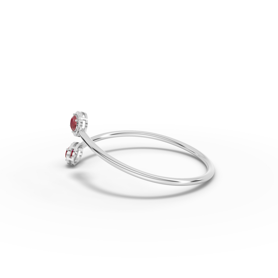 1.73 Ct Ruby Open Cuff Bangle with Diamond Halo