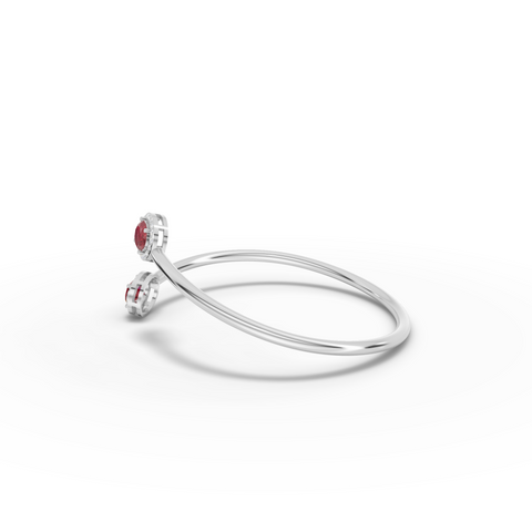 1.73 Ct Ruby Open Cuff Bangle with Diamond Halo