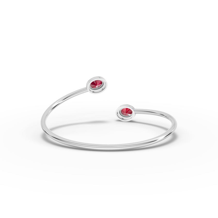 1.73 Ct Ruby Open Cuff Bangle with Diamond Halo