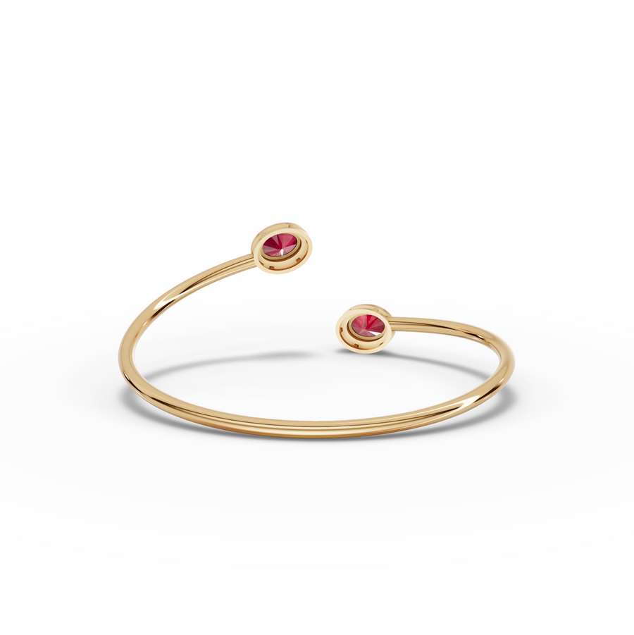 1.73 Ct Ruby Open Cuff Bangle with Diamond Halo