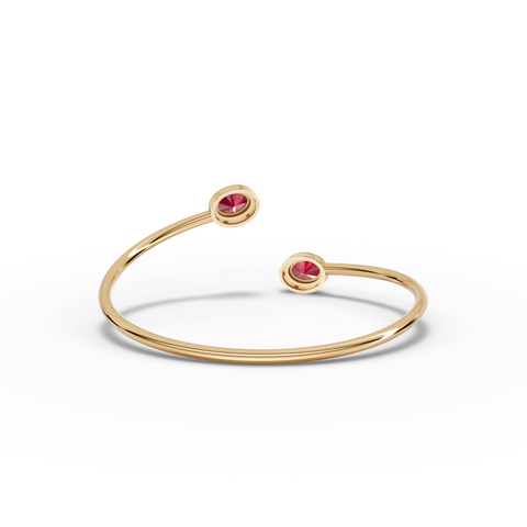 1.73 Ct Ruby Open Cuff Bangle with Diamond Halo