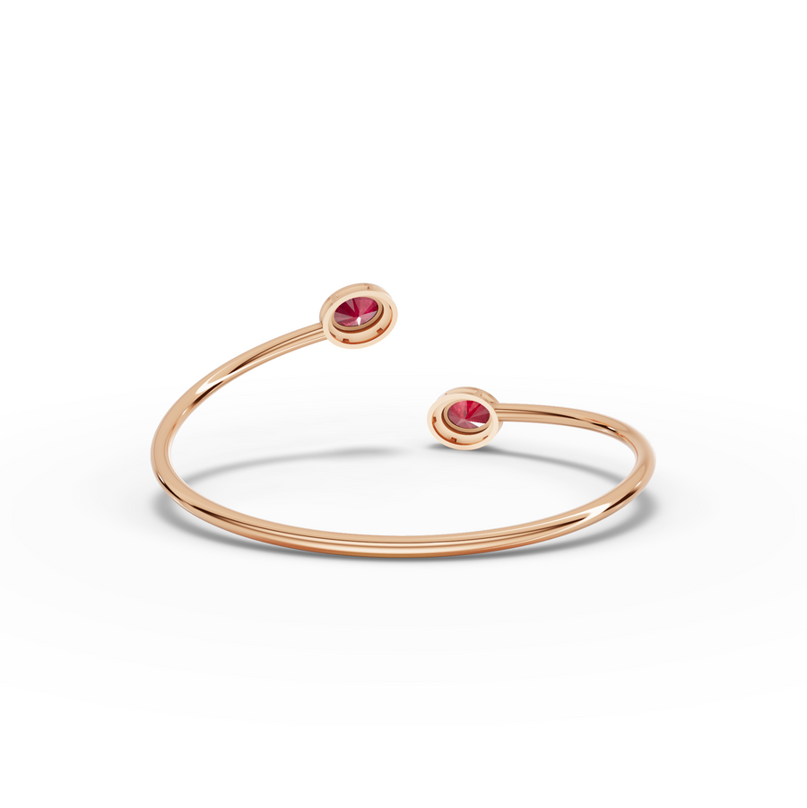 1.73 Ct Ruby Open Cuff Bangle with Diamond Halo