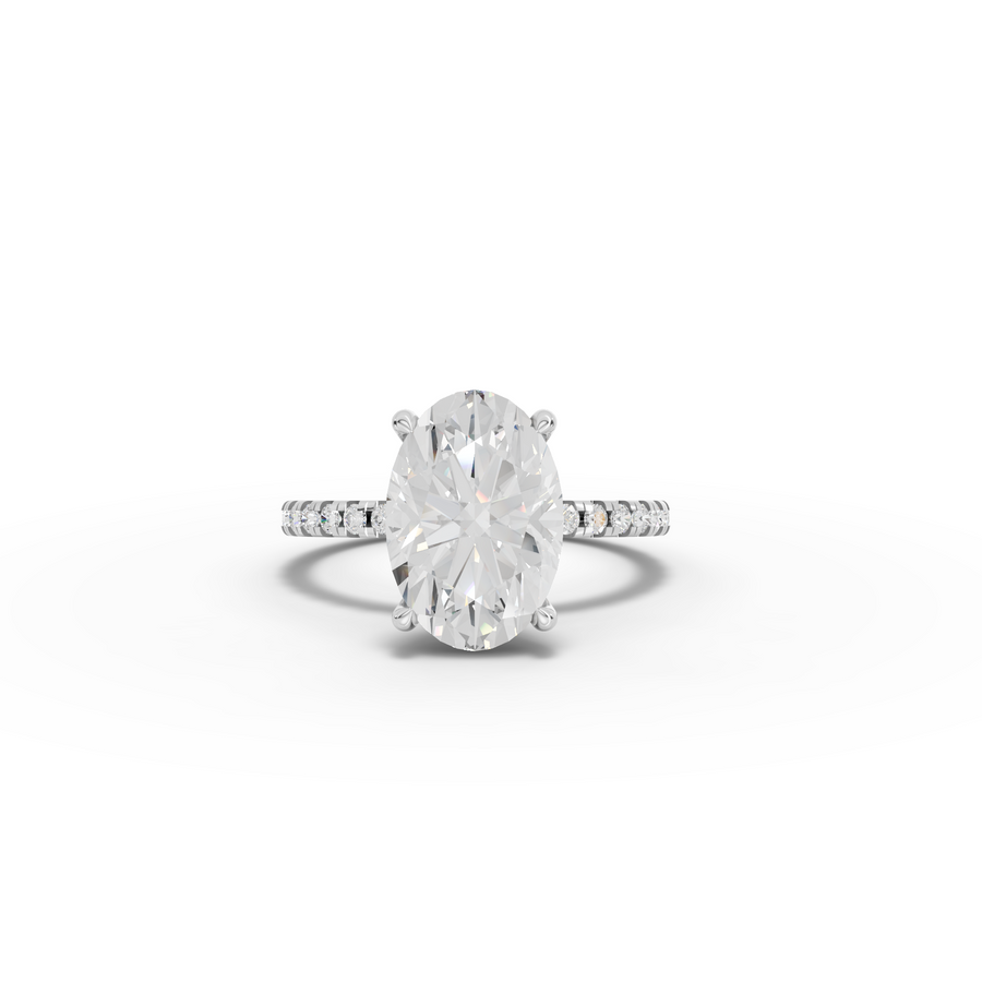 3.33 Ct Oval Hidden Halo Pavé Ring