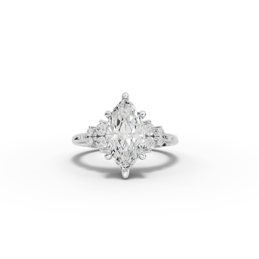 2.79 Ct Marquise Floral Cluster Engagement Ring