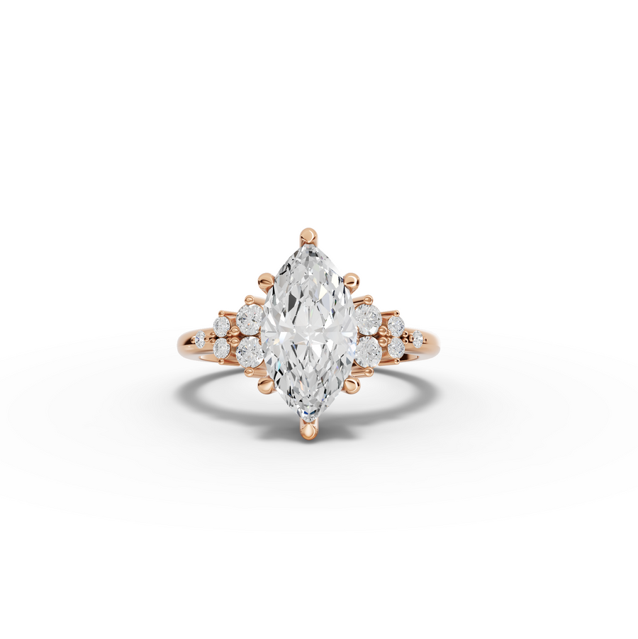 2.79 Ct Marquise Floral Cluster Engagement Ring