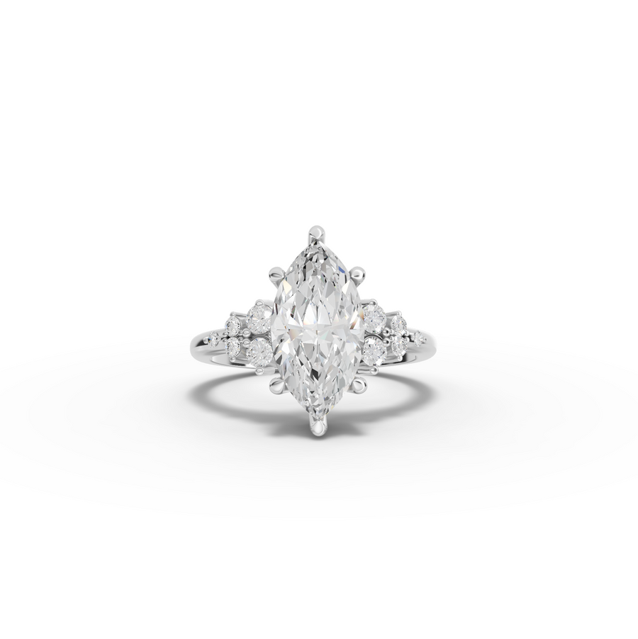 3.29 Ct Marquise Floral Cluster Engagement Ring