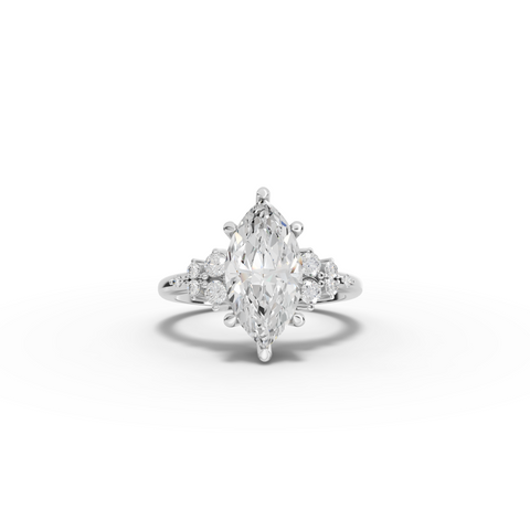 3.29 Ct Marquise Floral Cluster Engagement Ring