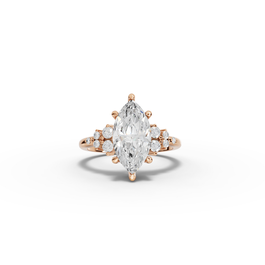 3.29 Ct Marquise Floral Cluster Engagement Ring