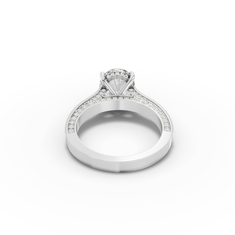 3.03 Ct Vintage Oval Hidden Halo With Milgrain Band