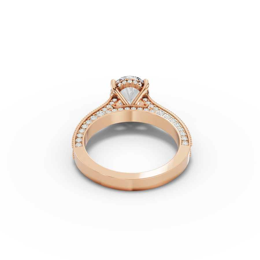 3.03 Ct Vintage Oval Hidden Halo With Milgrain Band