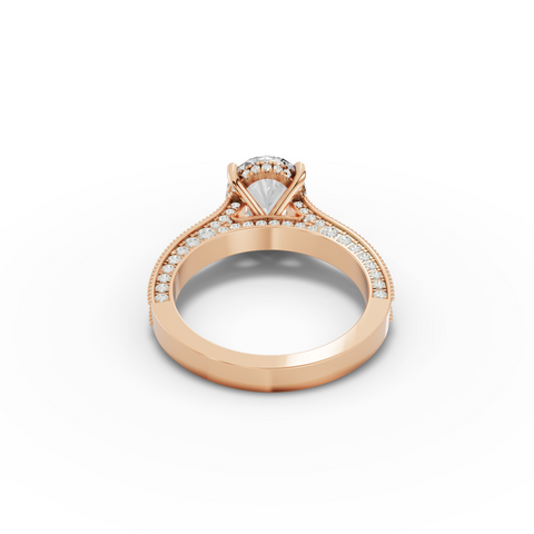 3.03 Ct Vintage Oval Hidden Halo With Milgrain Band
