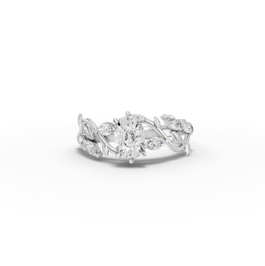 1.31 Ct Nature Inspired Cushion Diamond Vine Engagement Ring