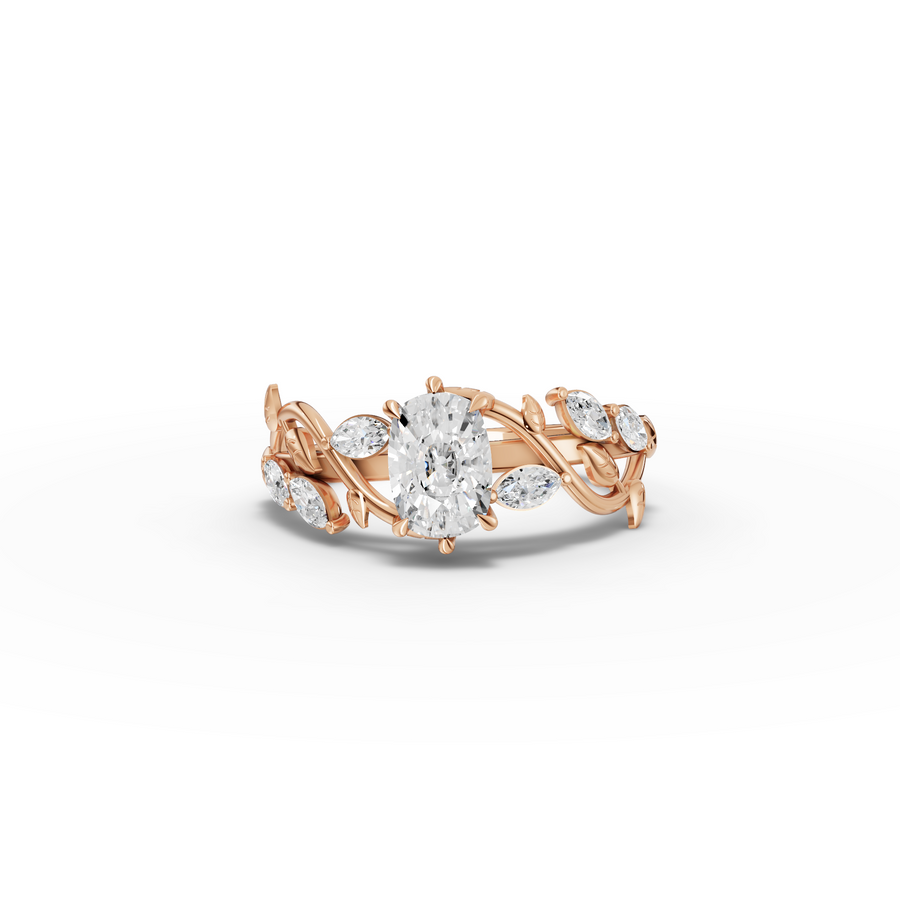 1.31 Ct Nature Inspired Cushion Diamond Vine Engagement Ring